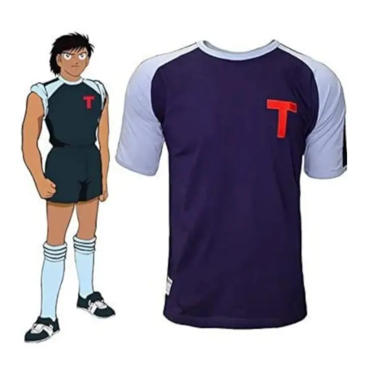 Camiseta Newteam Toho Mark Lenders Azul marino Manga corta con bordado y estampado Producto Oficial 100% Algodón Oliver y Benji Campeones hacia el mundial Super Campeones Capitan Tsubasa FC Nankatsu para coleccionistas y fanáticos de la serie - 1