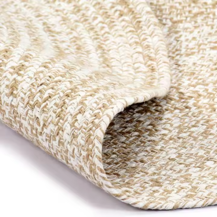 vidaXL Alfombra hecha a mano de yute marrón y blanco 210 cm - 1