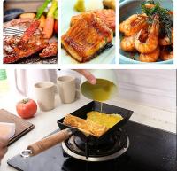 Sartén Mini Tamagoyaki de Hierro Fundido - Sartén para Tortilla Japonesa Cuadrada Sin Recubrimiento, Antiadherente, Sartén - con Tapa de Madera - details 1