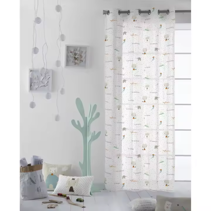 CORTINA CON OJALES INFANTIL 100% ALGODÓN REGALAME B HACIENDO EL INDIO FABRICADO EN ESPAÑA - 1