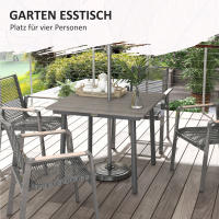 Mesa de Jardín Mesa de Comedor 4 Personas Agujero para Sombrilla Mesa de Patio Base de Listones HDPE Gris Oscuro 90x90x75cm - details 2