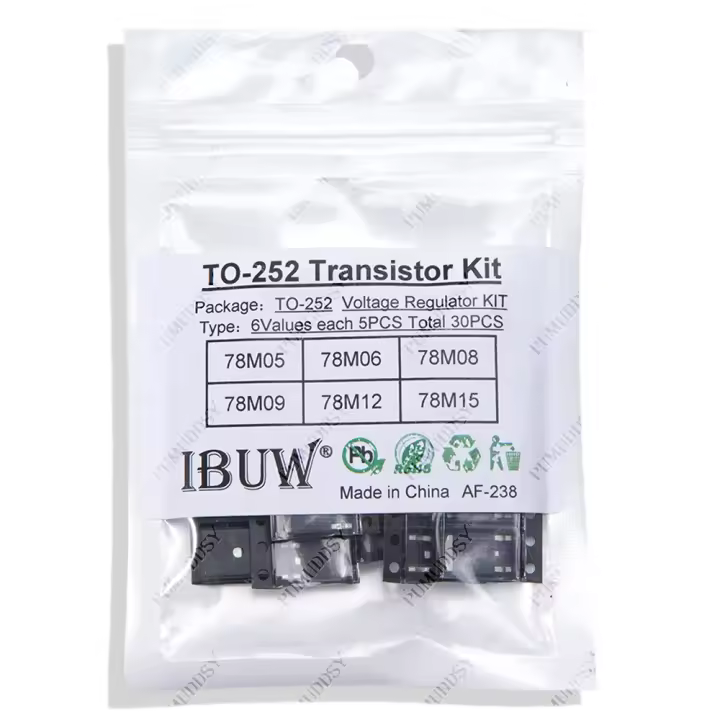 Kit De Transistores TO-252 Pumuddsy 6 Tipos X 5 Piezas Cada Uno Incluye 78M05 78M06 78M08 78M09 78M12 78M15 Para Electrónica - 1