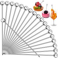 Puntas De Cóctel De Acero Inoxidable Reutilizables Y Limpiables Metálicas Para Bebidas 4.3 Pulgadas Skewers De Cóctel - details 0