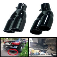 Pipas De Escape Doble Barrelo De Coche Universal 63mm Negro Titanio Acero Inoxidable Accesorios De Coche Entrada Trasera - details 0