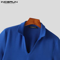 Camiseta De Hombre INCERUN 2024 Con Diseño De Rayas En La Parte Inferior Estilo Casual Manga Corta Cierre Pull on Tallas S-2XL - details 10