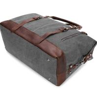 BAOSHA De cuero para hombre de la lona Bolso de viaje Travel Duffle Noche Fin de semana Satchel Totes Bolsa Bolsos (Gris) - details 5