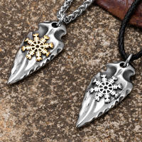 Collar De Escudo Vikingo Para Hombres Color Oro Antiguo Acero Inoxidable Amuleto De Tríptico Nórdico Colgante Inmortal Joyería Regalo - details 1