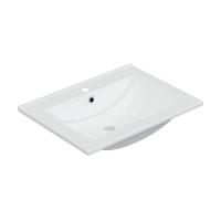 Meimon Lavabo cerámico blanco 60x45 cm con rebosadero, resistente a químicos (excepto ácidos y álcalis fuertes), 2 cm más ancho que el mueble, sin grifería/sifón/válvula, medidas 61,5x46x18 cm, embalaje 650x480x190 mm, peso 13,14 kg - details 0