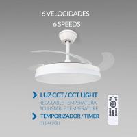 Mimotec Ventilador de Techo LED-COLOR Blanco&Cristal Motor DC 106cm con Aspas Retráctiles Luz LED 40W Control Remoto y Eficiencia Energética Oferta - details 0