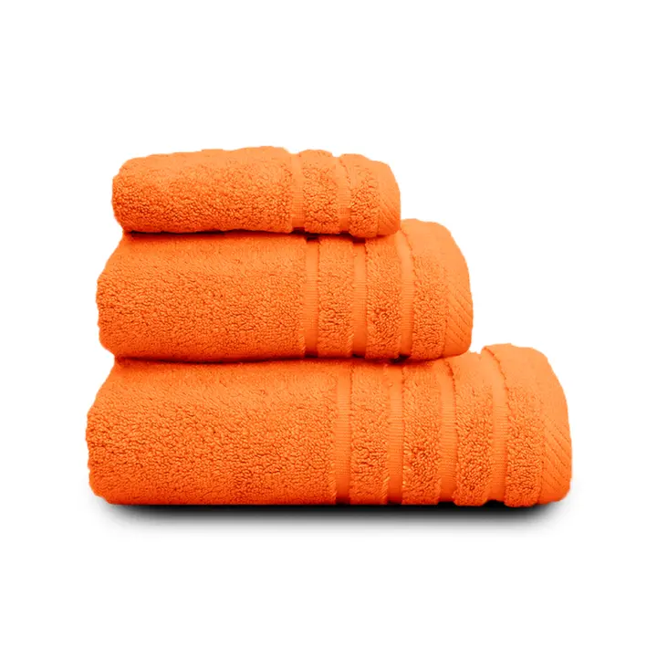 Juego Toallas Baño 500 Gr LISO - Rizo 100% Algodón - Pack 3 Piezas (Tocador+Lavabo+Ducha). Color Naranja - Sedalinne - 1