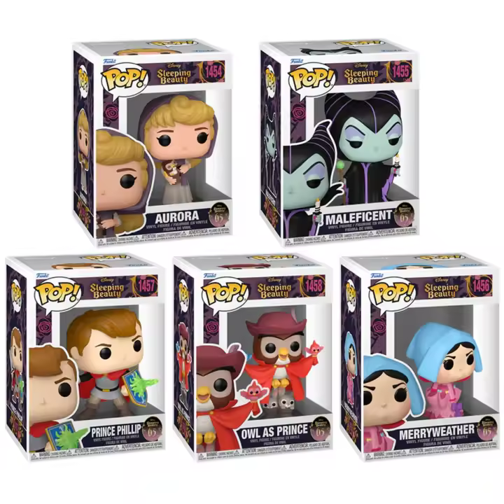 Pack 5 Funko La Bella Durmiente Aurora Hada Merryweather Malecfica Maleficent Prince Phillip Owls Buho Disney  Pop Vinyl figura Disney - 1