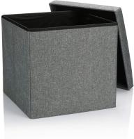 GREATOOL Taburete Plegable,Poliester, 38 X 38 X 38CM, Taburete de Lino Cajas de Almacenaje, Reposapiés Cuadrado, Puff Almacenaje Cuadrado con Tapa - details 2