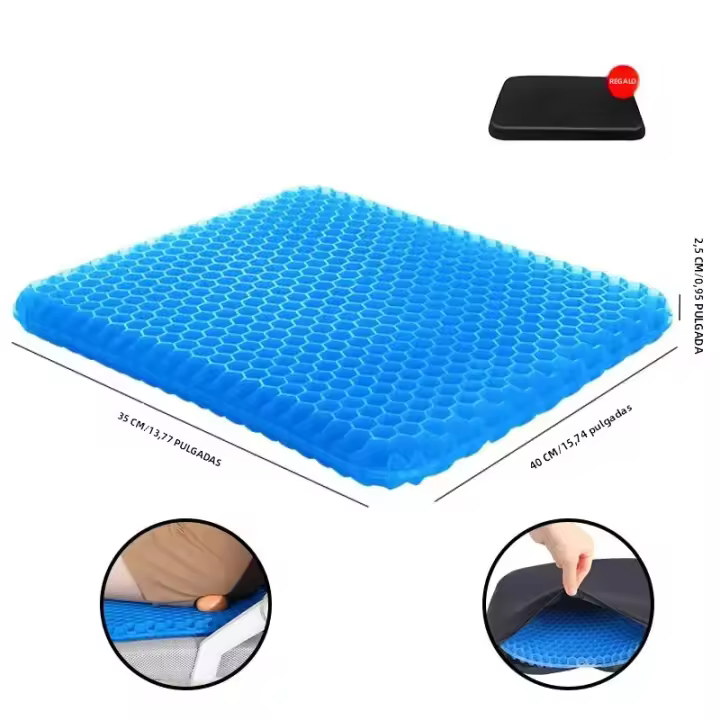 Almohadilla De Asiento De Gel Verano Transpirable Diseño De Células Para Alivio De La Presión Lumbar Y Coccyx Para Oficina Silla De Ruedas Coches - 1