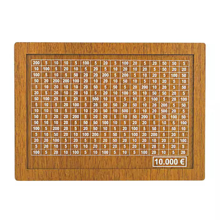 Hucha (4 tamaños) - Hucha reutilizable con objetivo de Ahorro y números para Marcar (10.000 €), marron - 1