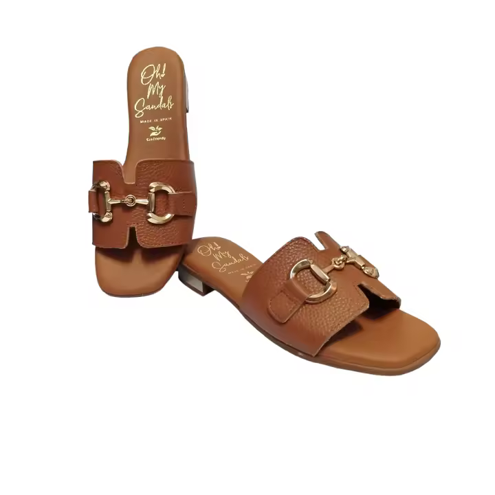 Oh My Sandals Sandalia Mujer DOYA Roble Piel Espuelas Decorativas 5340 - 1