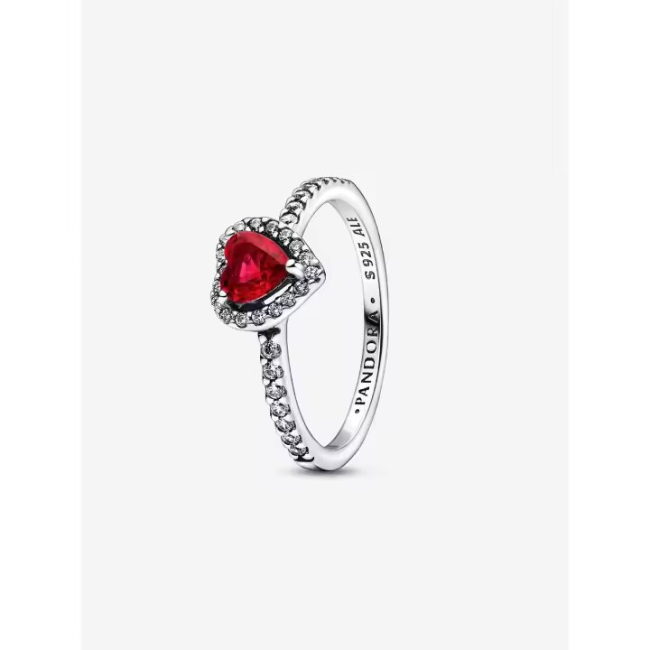 Pandora - Anillo Corazón Rojo Elevado - Plata de Legislación - 1