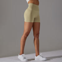 Pantalones cortos deportivos de Yoga sin costuras para mujer, pantalones cortos deportivos para ciclismo, trotar, Fitness, cintura alta, Push Up, pantalones cortos de gimnasio, mallas, ropa de Yoga - details 44