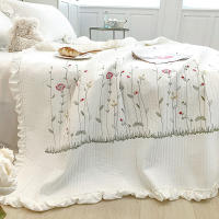 Cubierta De Edredón De Verano Con Bordado De Flores Y Volantes Estilo Princesa Coreana 1/3Pc Fundas Para Edredón Microfibra Seda 400TC Sin Alérgenos Para Adultos - details 4