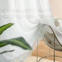 Cortina De Lace Bordada Estilo Francés Lujo Estrellado Milenario Translúcida Y Opaque Para Ventana Con Diseño De Estrella Y Galaxia - details 2