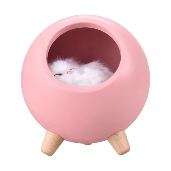 Lámpara de noche con sonido ambiental para casa de mascotas pequeña, carga USB, lámpara para dormir junto a la cama (Rose, 1,2 W) - 1