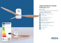 Ventilador Jocca de techo con diseño moderno blanco, luz LED 18W, 3 aspas ABS con un diámetro de 132 cm, motor DC silencioso 40W, 6 velocidades, temporizador de hasta 8 horas con control remoto. Ideal para hogar y oficina - details 2