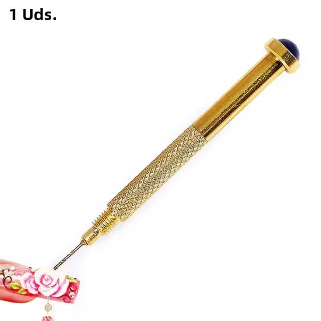 1pc Herramienta De Arte De Uñas Profesional Acero Inoxidable Dorado Con Agujero Para Crear Puntos En Metal Y Hacer Piercings - 1