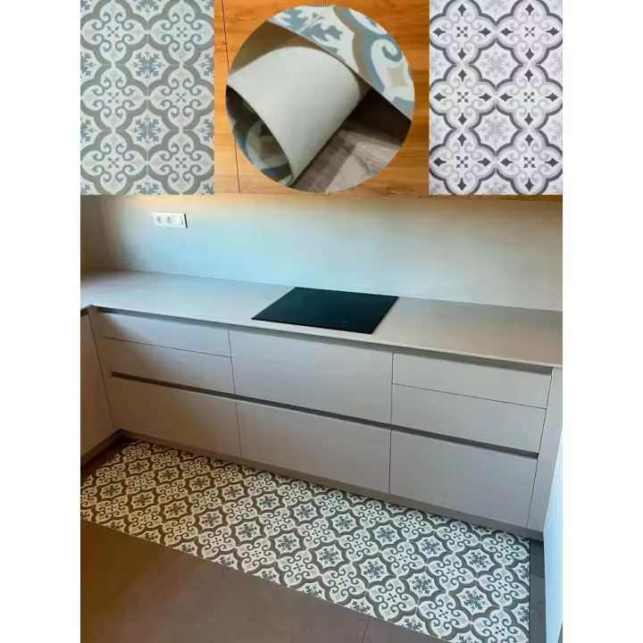 TADI & IMPERIO 1979, Alfombra vinilo Estrella de 2,75 mm altura, cocina, baño, dormitorio, fácil limpieza, dos colores. - 1