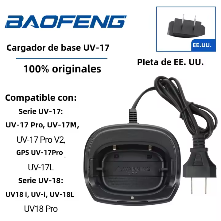 Cargador De Base Original Para Radio De Doble Vía BAOFENG UV-17 pro EU/US Accesorios Para Walkie Talkie UV17 UV18 pro - 1
