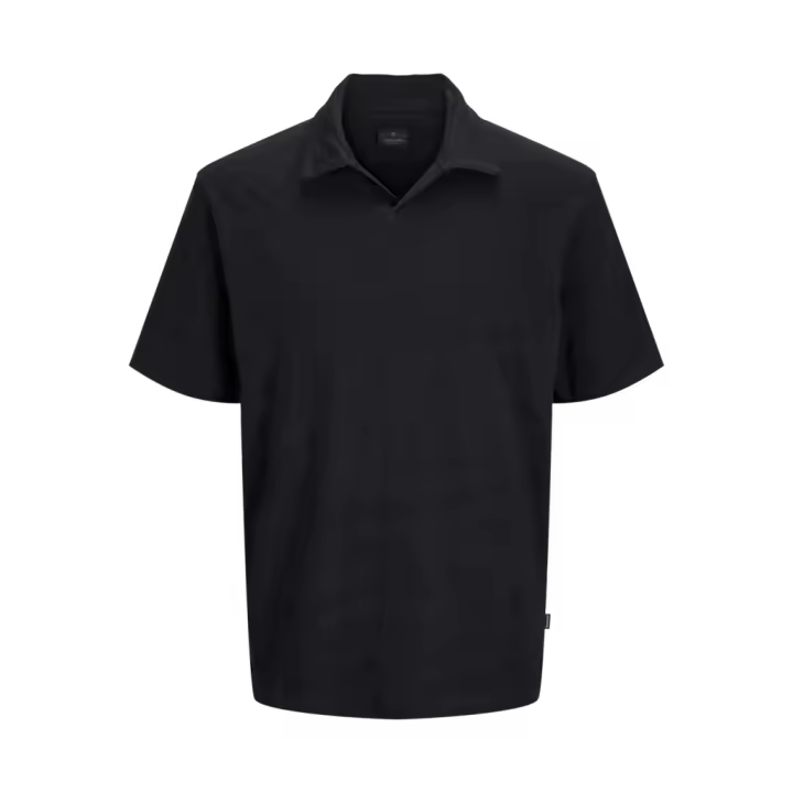 Jack & Jones Latate Split Neck Polo Color Negro - Cómodo Y Ligero - 1