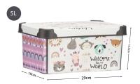 Caja de Almacenamiento Multiuso plástico decorada con Asa para Hogar KIPIT 22L, 10L ,5L- Cajas Organizadoras de Plástico ,Cubo de Contenedores de Almacenaje, Caja de Almacenaje Multiuso. KIPIT(Animals - 22 litros - 39.5x 29.5x 23.5 - details 4