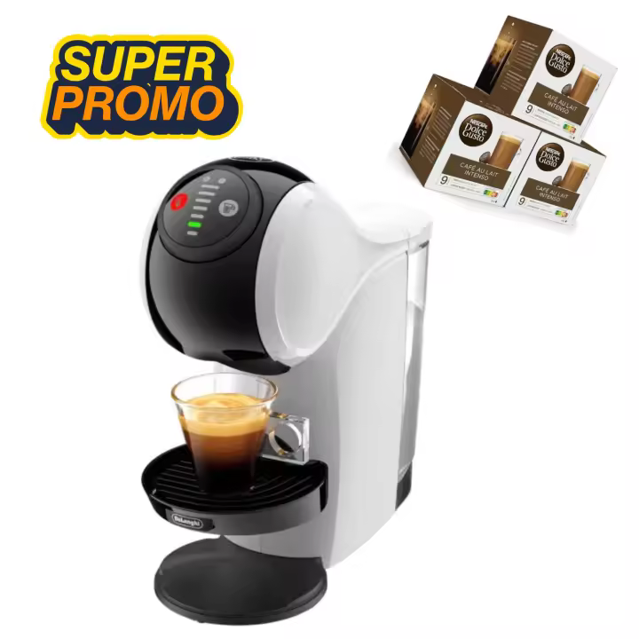 48 CAFÉS + CAFETERA DELONGHI EDG226W GENIO S BASIC DOLCE GUSTO BLANCA - CAFETERA DE CAPSULAS MARCA DELONGHI - CAFE SURTIDO - 1