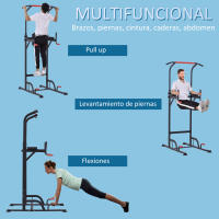 HOMCOM Torre de Ejercicios Estación Multifuncional Altura Ajustable con 7 Orificios para Entrenamiento Fitness Casa Gimnasio Oficina Carga Máx. 120 kg 123x98x189-239 cm Negro y Rojo - details 3