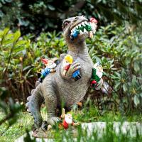 Estatua De Jardín Dinosaurio Comiendo Gnome Figuras De Resina Divertidas Para Decoración De Patio Jardín Y Césped Escultura De Animal - details 2