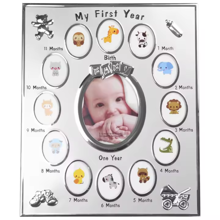 Marco de Fotos para Niños Regalo de Cumpleaños y Aniversario Decoración Familiar para el Hogar Marco de Imagen de 12 Meses Material Exterior de Metal Producto Unisex - 1
