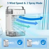 Condicionador de Aire Portátil, Mini Ventilador de 3 Velocidades con Enfriamiento por Evaporación, Control Remoto, Función Temporizador, Luz Nocturna de 7 Colores, 2 Modos de Rociado para Dormitorio, Oficina, Refrescante Personal - details 6