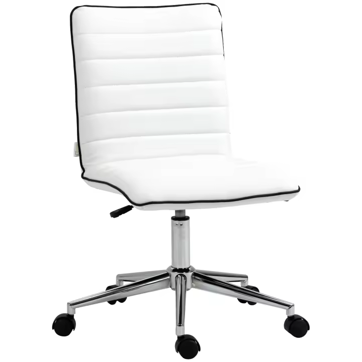 Vinsetto Silla de Oficina Ergonómica Silla de Escritorio Giratoria con Altura Ajustable Respaldo Tapizado en Piel Sintética Carga 120 kg 47x57x76,5-86,5 cm - 1