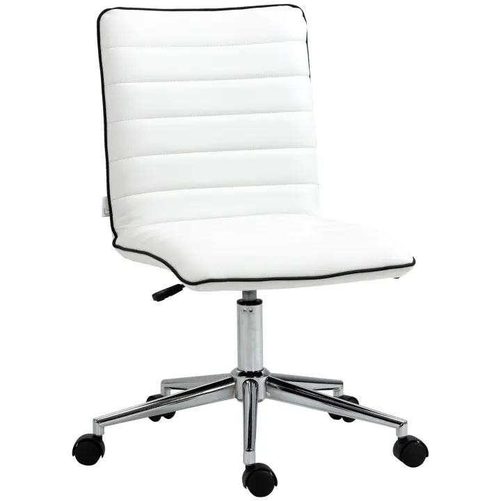 Vinsetto Silla de Oficina Ergonómica Silla de Escritorio Giratoria con Altura Ajustable Respaldo Tapizado en Piel Sintética Carga 120 kg 47x57x76,5-86,5 cm - 1