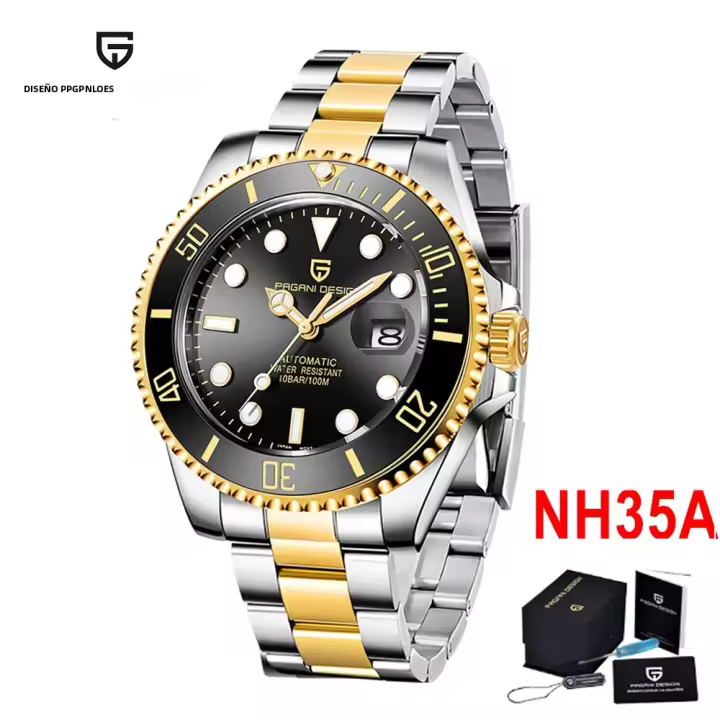 Reloj Mecánico De Lujo PAGANI DESIGN Para Hombre 2025 Oro Automático Resistente Al Agua Acero Inoxidable Con Cristal De Zafiro - 1