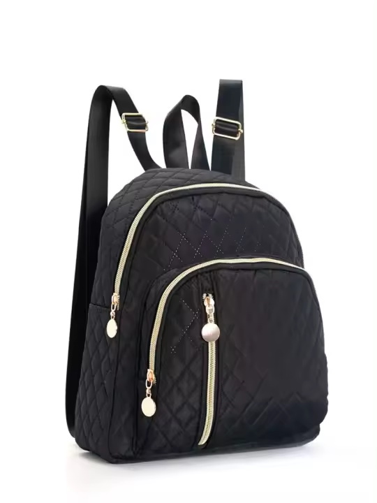Mochila Clásica De Patrón Cuadrado Estilo Fashion Para Mujer Cierre De Cremallera Material Principal Poliéster Tamaño 28x23x10 - 1