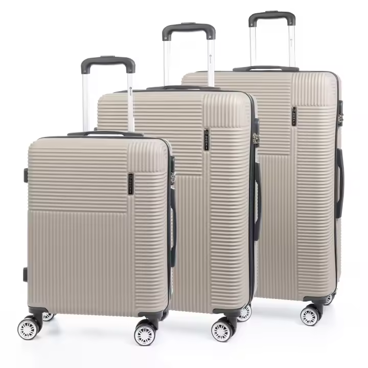 DAM Juego de 3 maletas trolley rígidas ultraligeras, de ABS de alta resistencia. Cerradura numérica, 4 ruedas giratorias 360°. 48x27x76 Cm. - 1