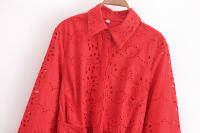 Vestido Largo De Estilo Europeo Y Americano Para Mujer Con Cinturón Y Bordado Manga Completa Moda De La Temporada De Otoño Ajustable Y Versátil - details 3
