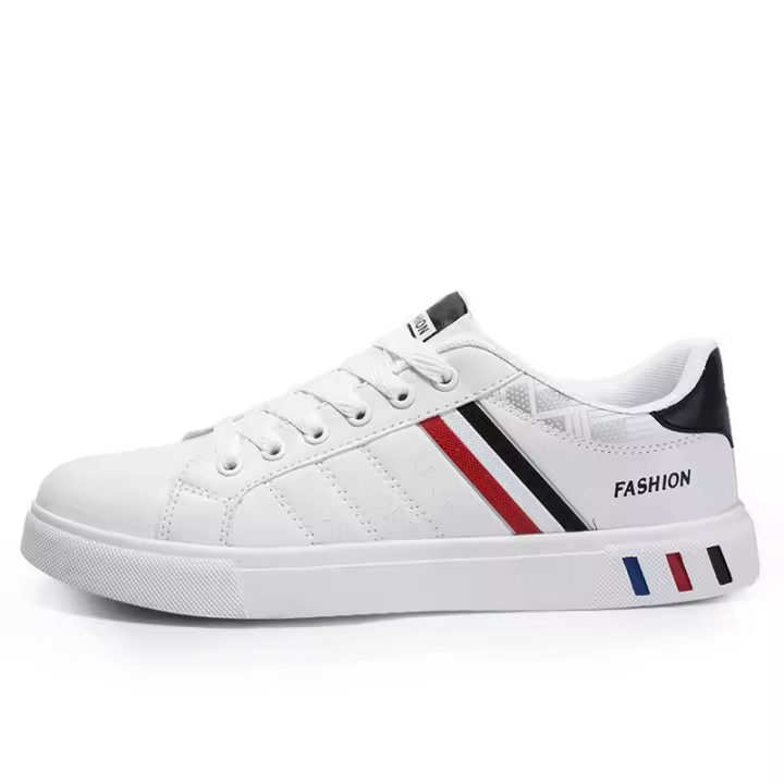 Zapatos Para Hombre Blanco Moda 2024 Cuero Cómodo Casual Planos Tallas Grandes Jóvenes Escuela Patinaje Zapatillas - 1
