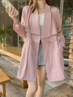 Abrigo De Trench Elegante Para Mujer plus Talla Primavera/Otoño Con Cierre De Cordón Estilo Coreano Casual Versátil Con Bolsillos - details 5