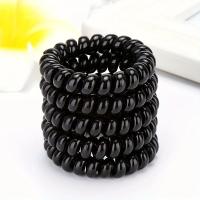 5pcs/Set Almohadillas De Cabello Elásticas En Color Negro Básico Para Mujeres Y Niñas Accesorios De Cabello Espiral Teléfono Cord Scrunchies Ponytail Holder - details 3