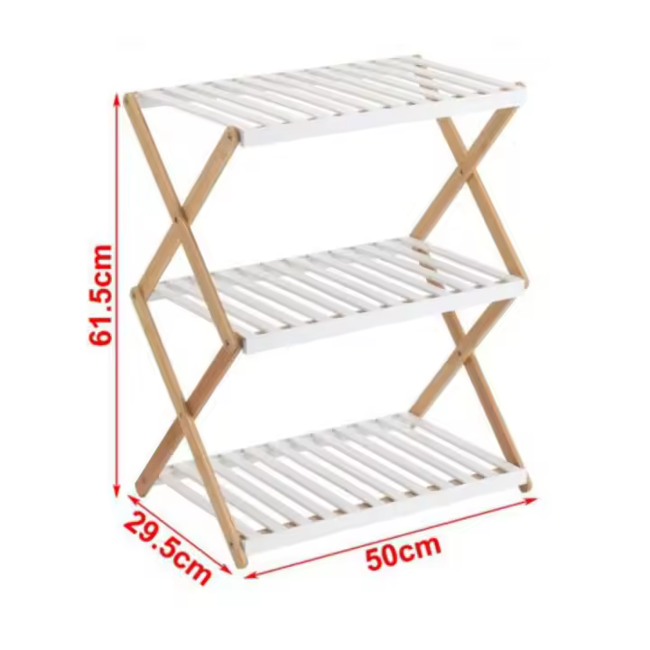 Estantería plegable multiuso de bambú con estantes en blanco, estantería de hogar, aprovecho de espacio, organización de hogar. - 1
