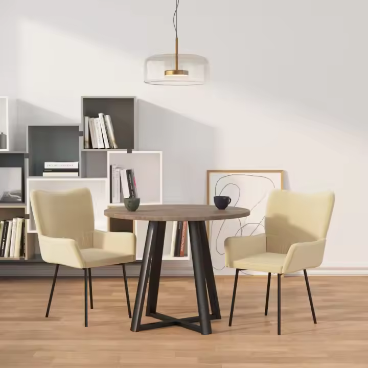 Sillas de Comedor 2 piezas terciopelo crema - 1
