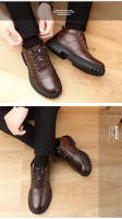 Botas De Hombre Invierno Casuales Cuero Sintético Con Plumas Antideslizantes Altura Del Tobillo Botines De Nieve Versátiles Tallas Reales - details 6