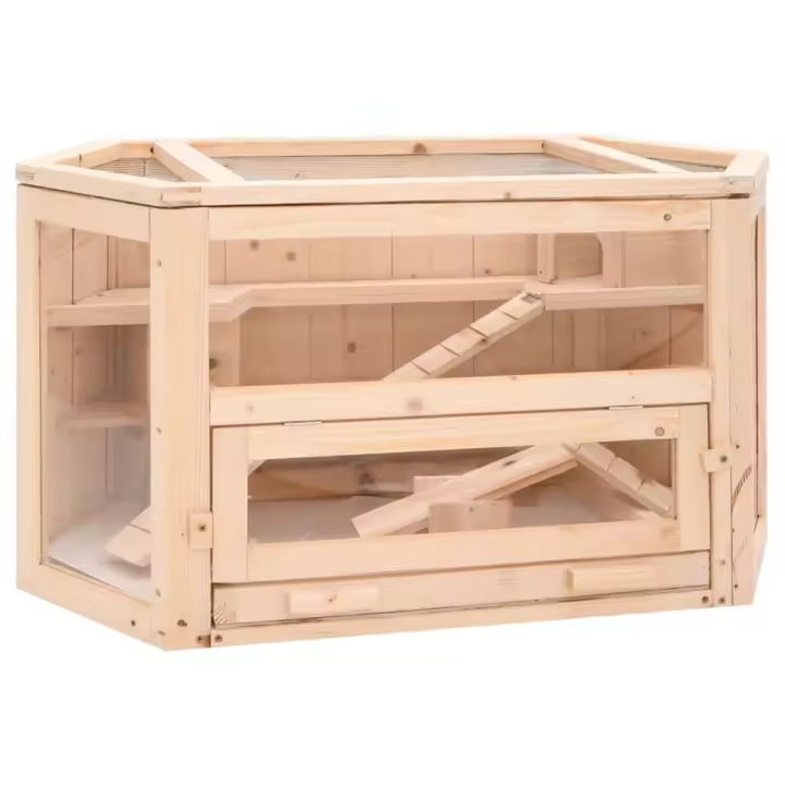 vidaXL Jaula para hámster madera maciza abeto 80x40x43 cm - 1