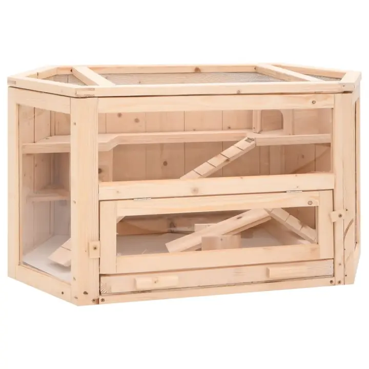 vidaXL Jaula para hámster madera maciza abeto 80x40x43 cm - 1