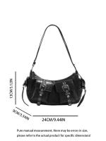 Bolso De Hombro Negro Y2K Punk Estilo Hot Girl Con Múltiples Bolsillos Y Hebilla Metálica Forma De Cuadrilátero Bolso De Media Luna - details 6